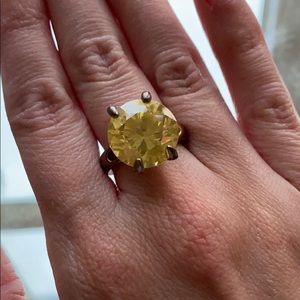 Canary yellow large stone cocktail ring